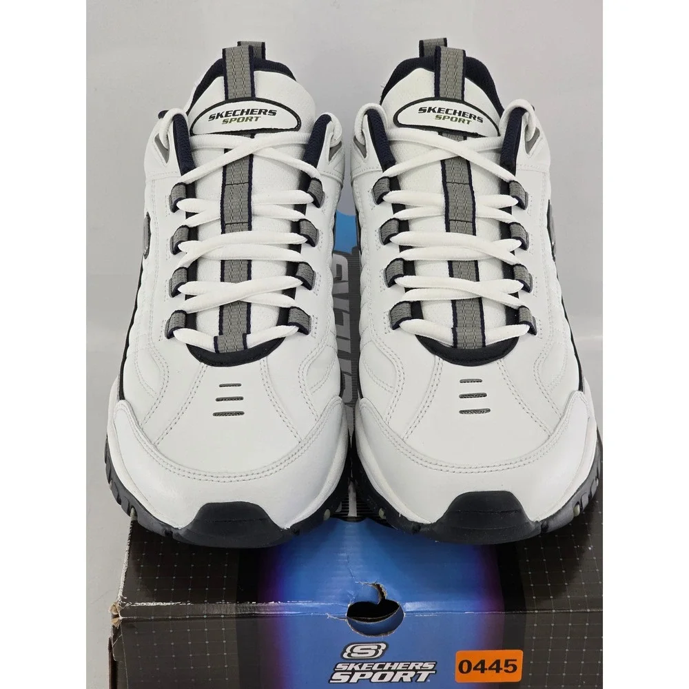 Skechers Energy After Burn Mens 13 White Navy Sneakers 50081-WNV -New